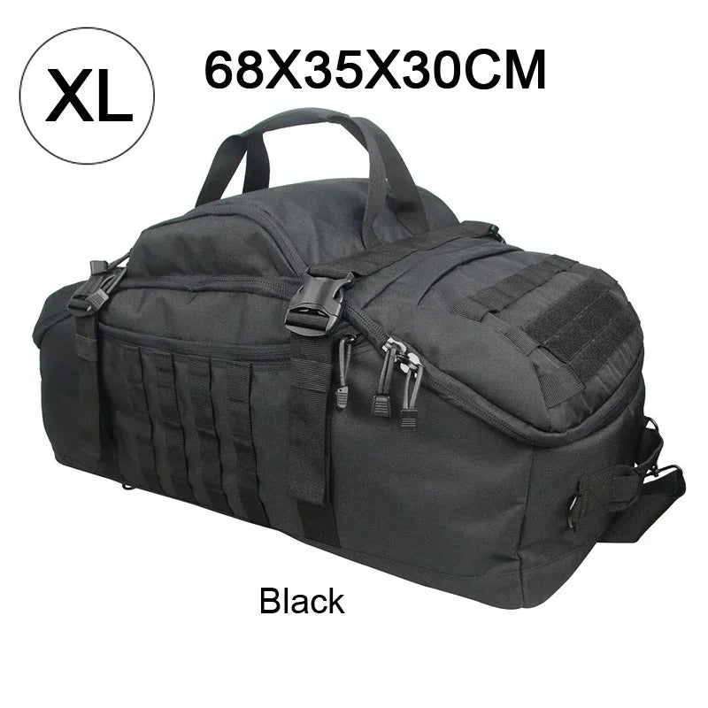 Large Tactical Travel Bag and Backpack - TrailTrek Duffle-Black-M-Nora Luxe