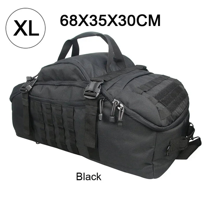 Large Tactical Travel Bag and Backpack - TrailTrek Duffle-Black-M-Nora Luxe