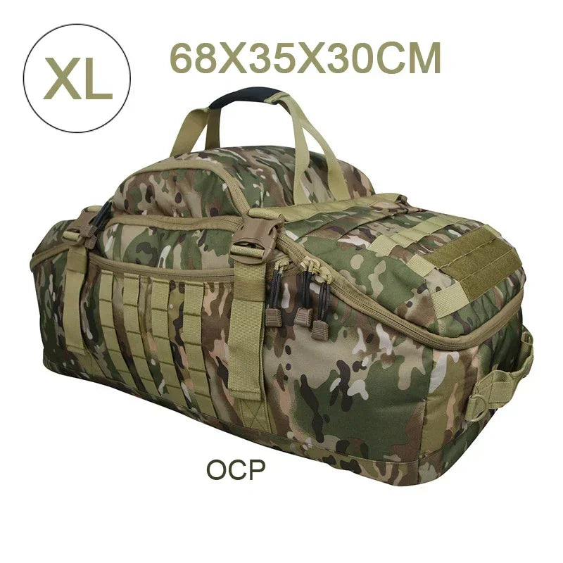 Large Tactical Travel Bag and Backpack - TrailTrek Duffle-Black-M-Nora Luxe