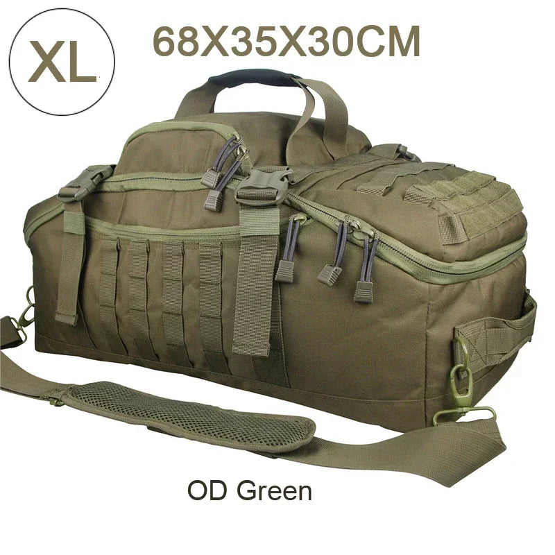 Large Tactical Travel Bag and Backpack - TrailTrek Duffle-Black-M-Nora Luxe