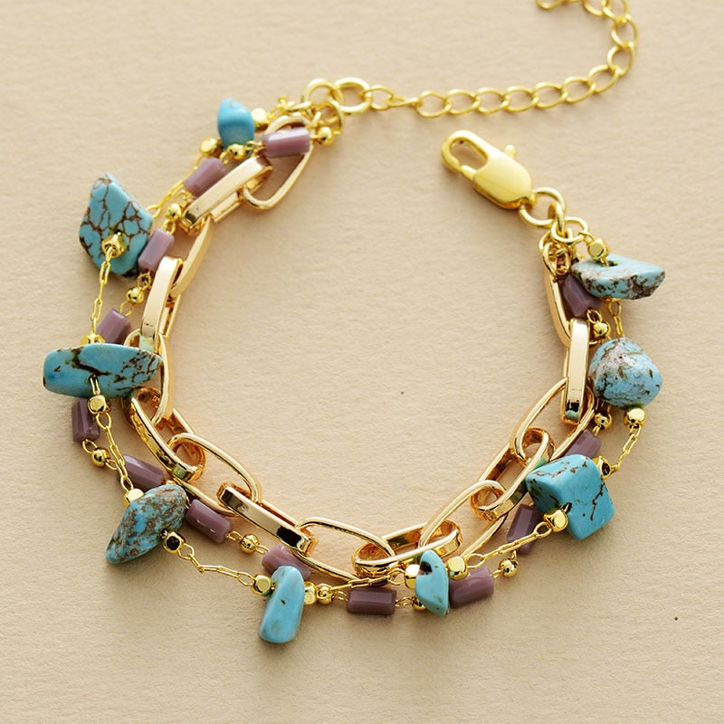 Layered Bracelet Turquoise & Opal – Isabelle-Turquoise-Nora Luxe