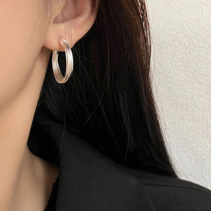Layered Lines Hoops - Amelie-Nora Luxe