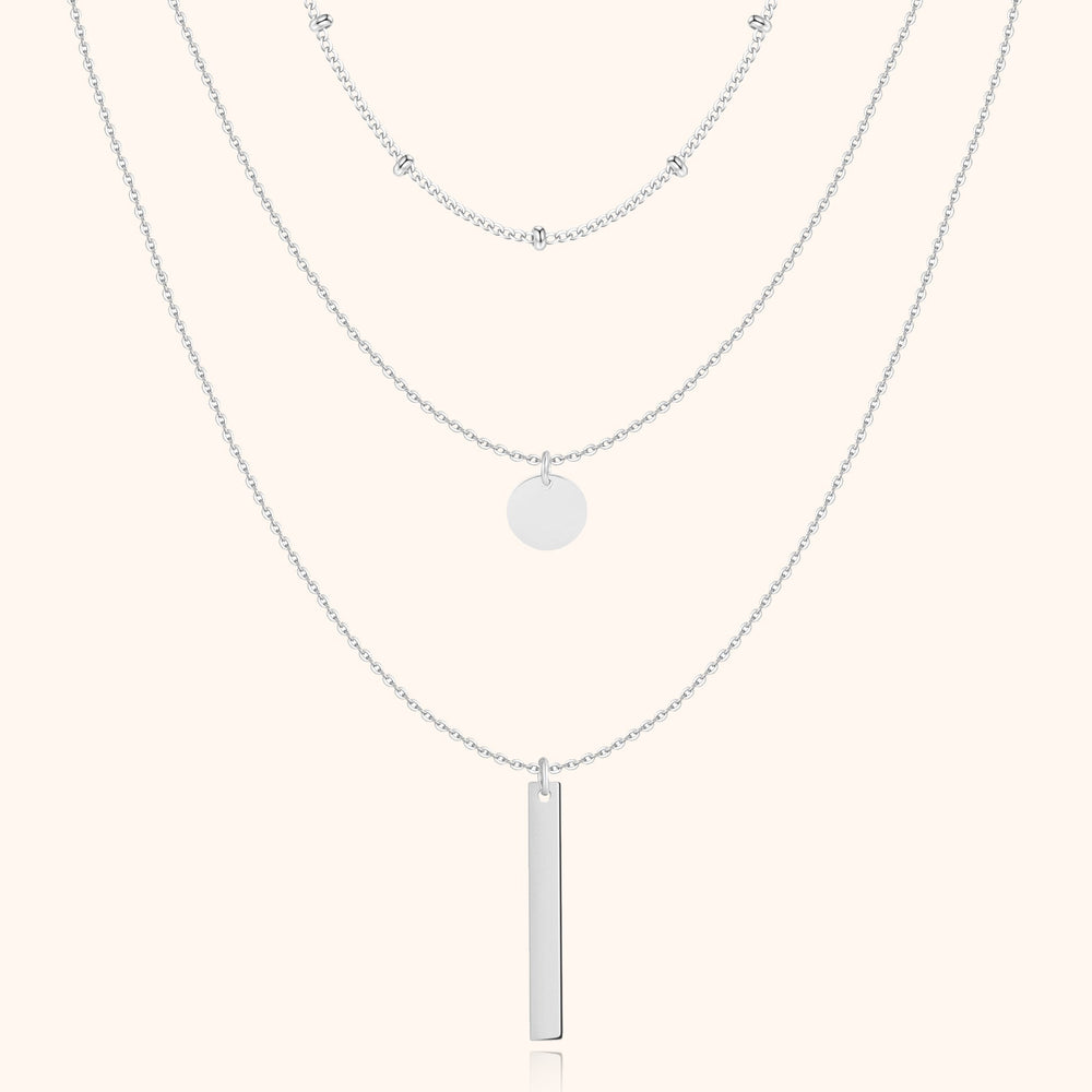 Layered Triple Necklace - Elise-Silver-Nora Luxe