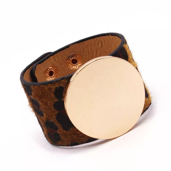 Leather Leopard Wrap Bracelet | Exquisite Handcrafted Accessory-CIRCLE DARK-Nora Luxe