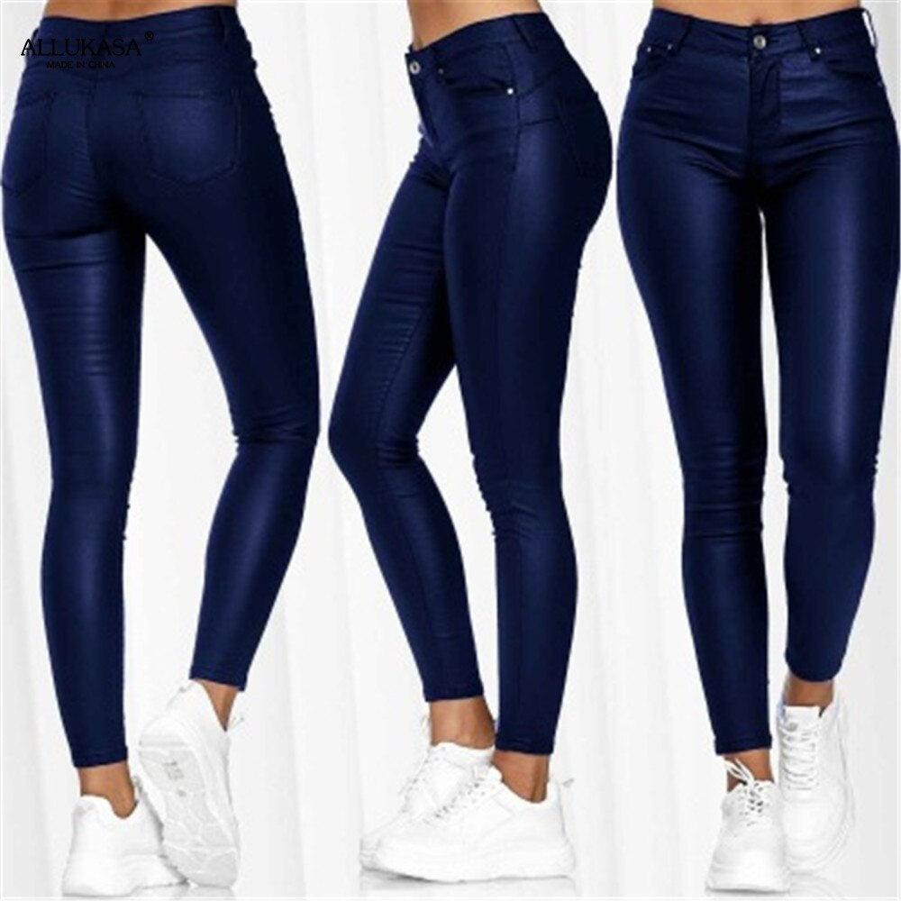 Leather stretch trousers with a high waist - Raffaela-Black-S-Nora Luxe