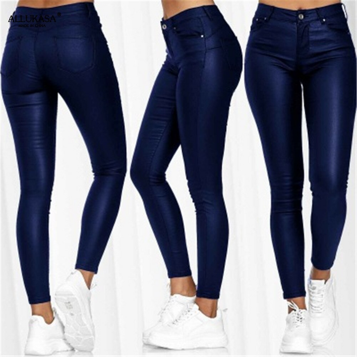 Leather stretch trousers with a high waist - Raffaela-Black-S-Nora Luxe