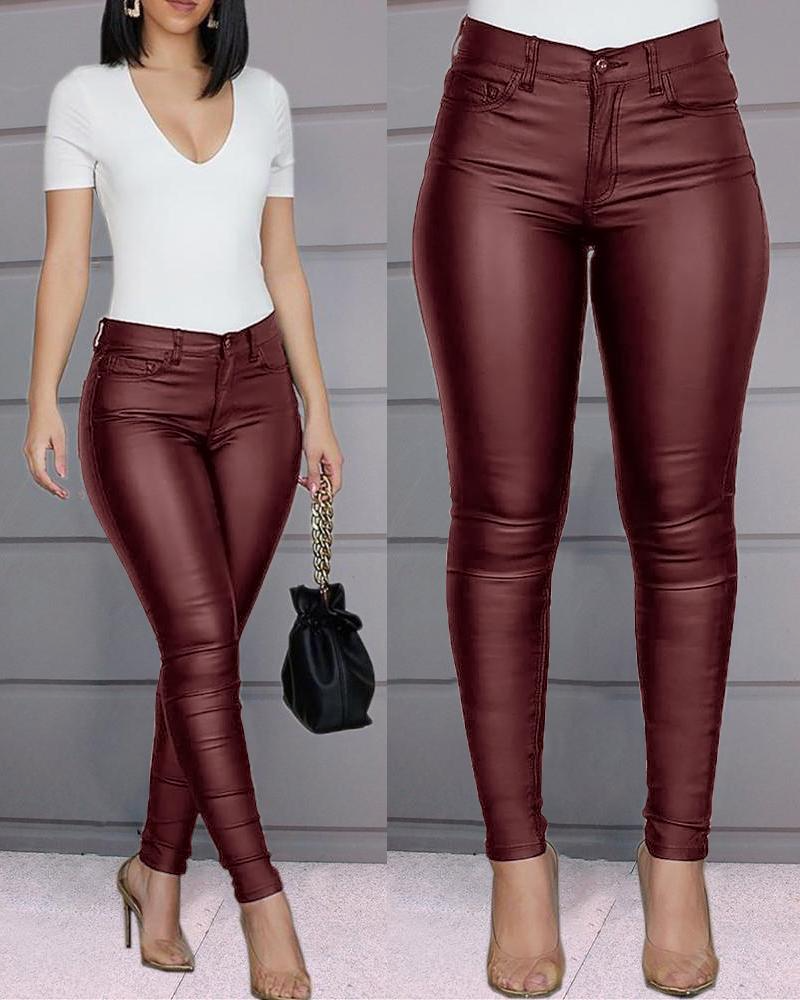 Leather stretch trousers with a high waist - Raffaela-Black-S-Nora Luxe