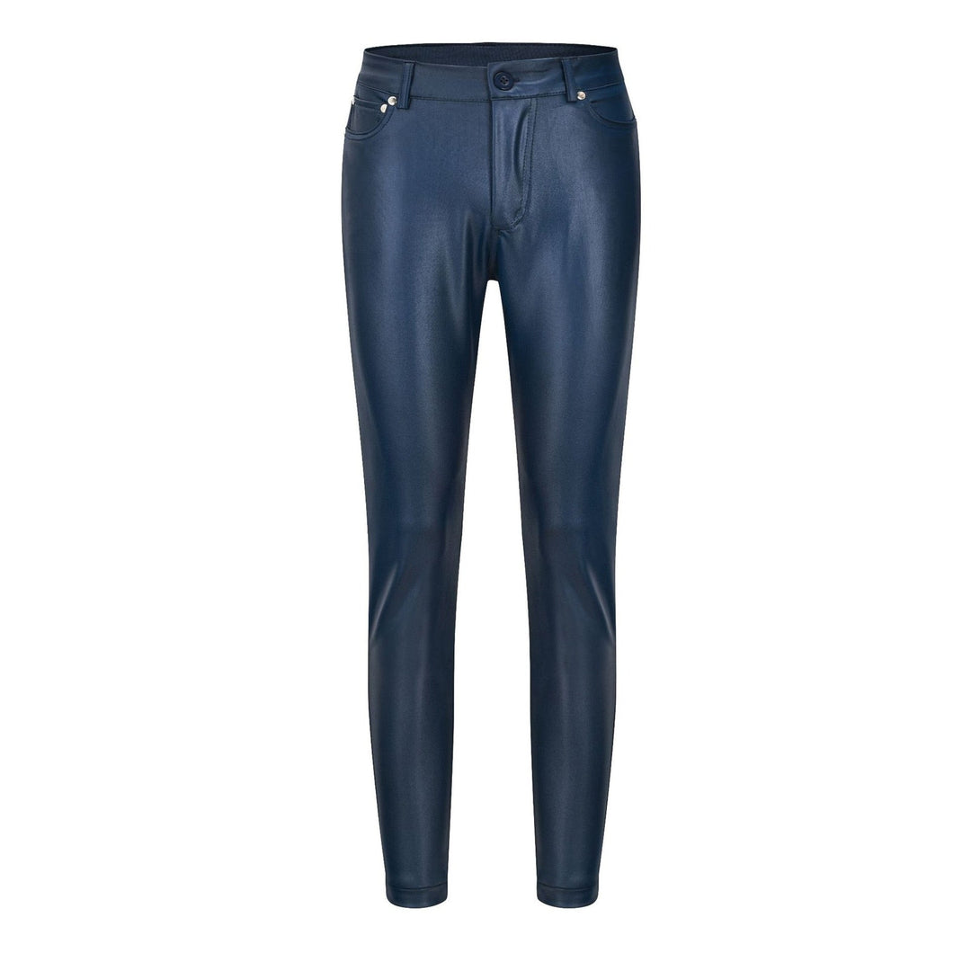 Leather stretch trousers with a high waist - Raffaela-Black-S-Nora Luxe