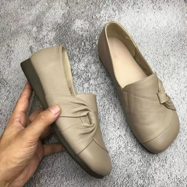Leather Women's Shoes with Slip-Resistant Sole – Aurora-Beige-3.5-Nora Luxe