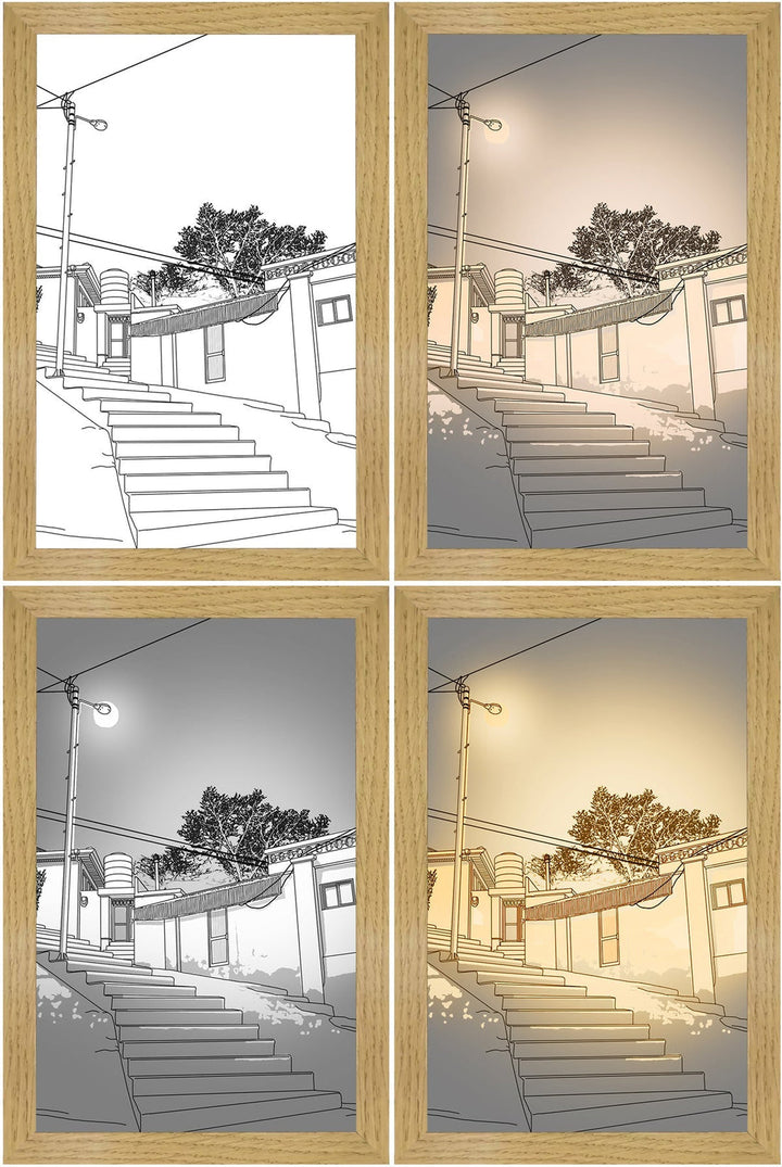 LED Lighting Painting – Luminza-Steps under street lighting-23x17cm-The Livary