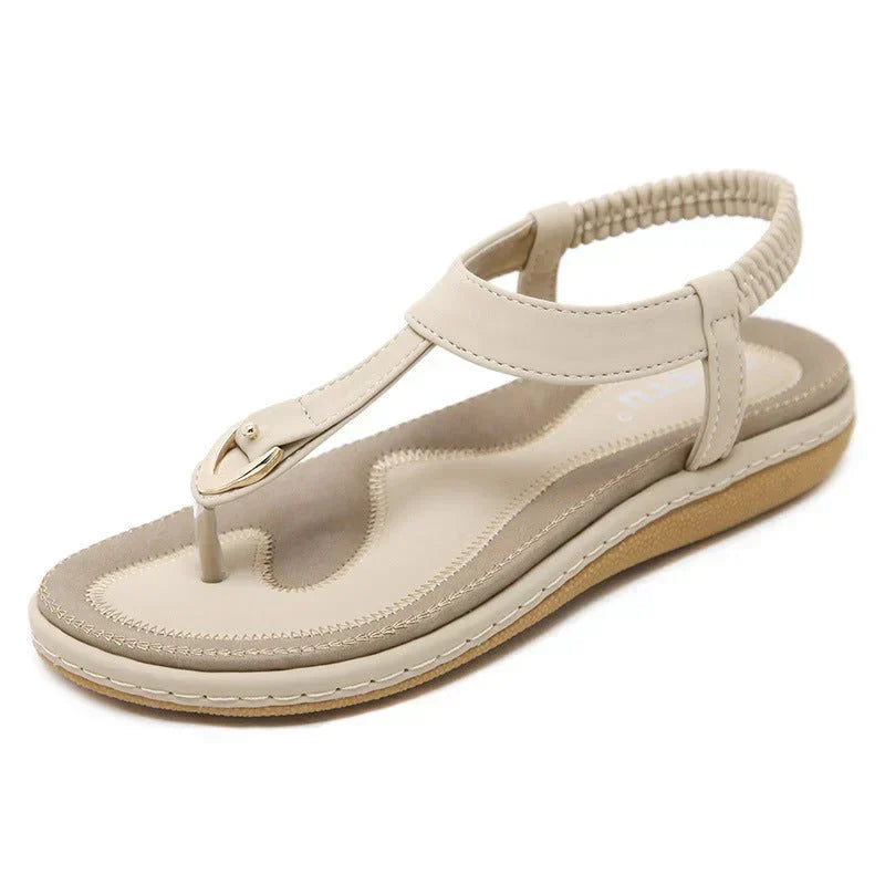 Light flat summer sandals for women – Elodie-Beige-3-Nora Luxe