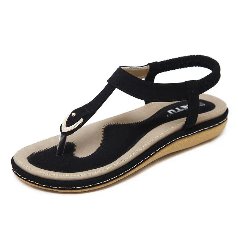 Light flat summer sandals for women – Elodie-Black-3-Nora Luxe