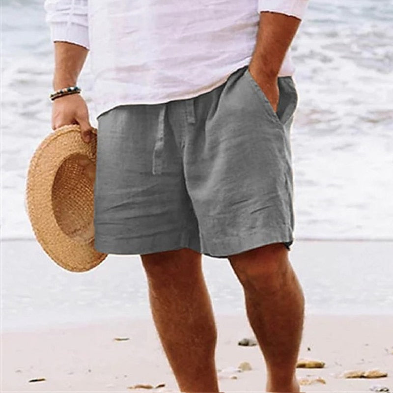 Light men's casual shorts with pockets and drawstring – Enzo-Gray-S-Nora Luxe
