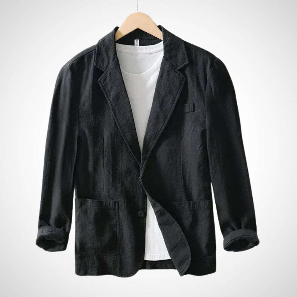 Light men's linen blazer made from a cotton blend – Julian-Black-S-Nora Luxe