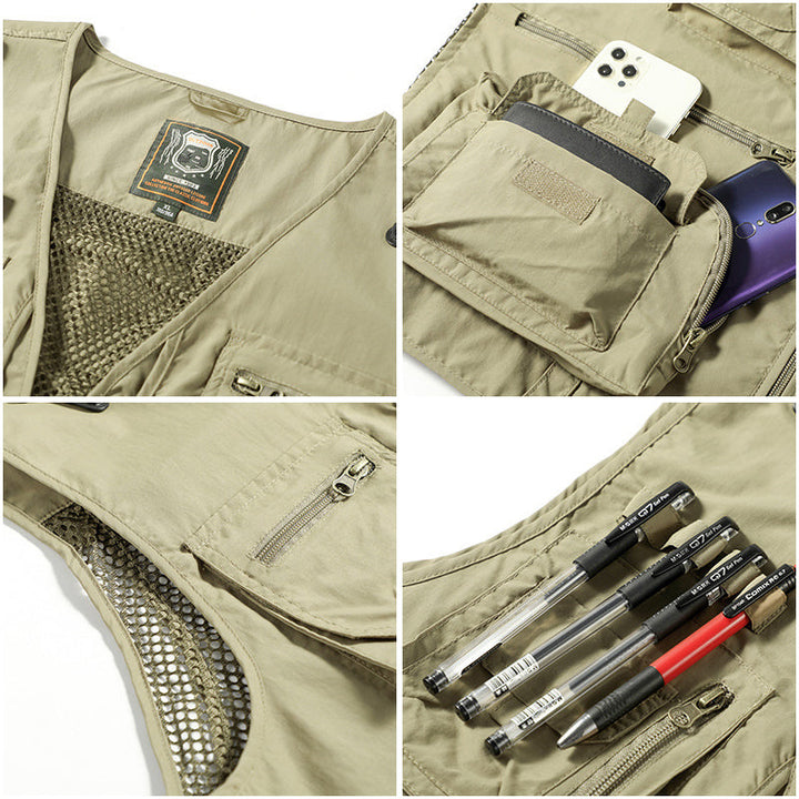 Light men's outdoor vest – Viktor-Khaki-S-Nora Luxe