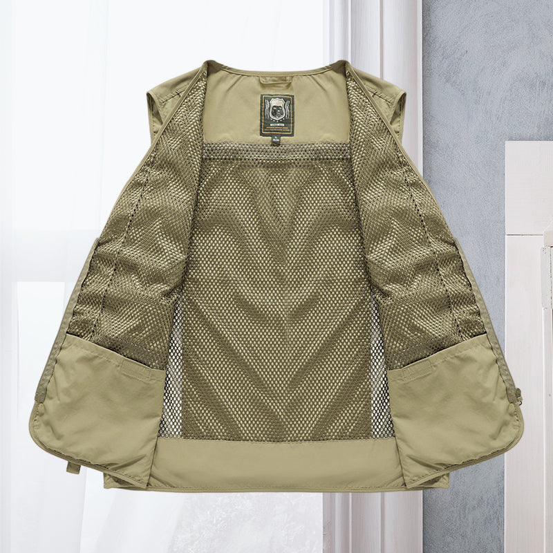Light men's outdoor vest – Viktor-Khaki-S-Nora Luxe