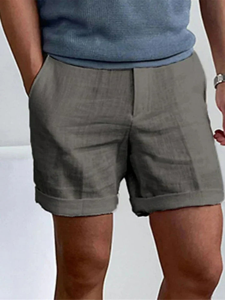 Light men's summer shorts made of linen with a relaxed fit - Jorin-Dark gray-S-Nora Luxe