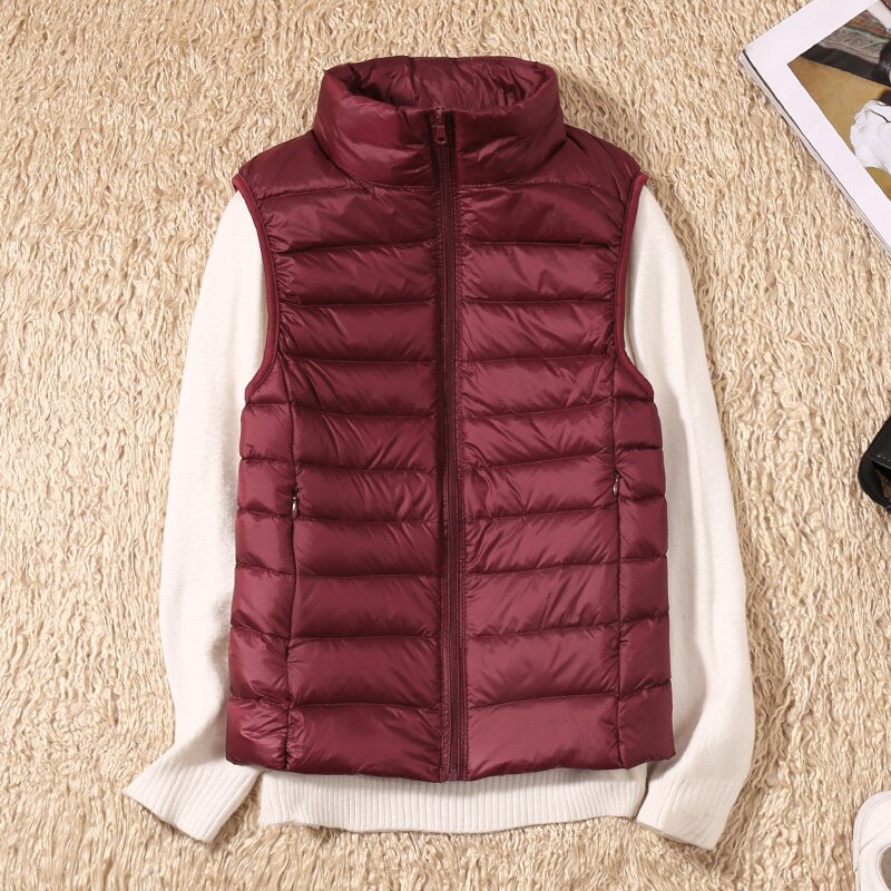 Light quilted vest with a feminine fit – Juliette-Wine red-S-Nora Luxe