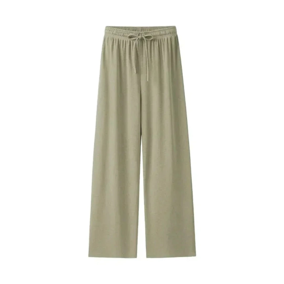 Light summer linen trousers for women – Mira-Green-L-The Livary