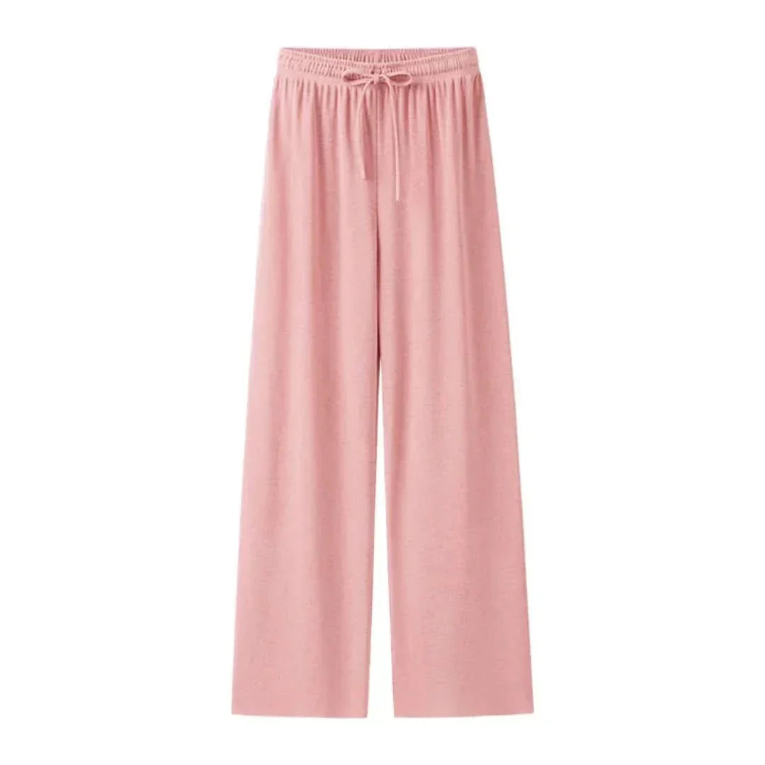 Light summer linen trousers for women – Mira-Pink-L-The Livary