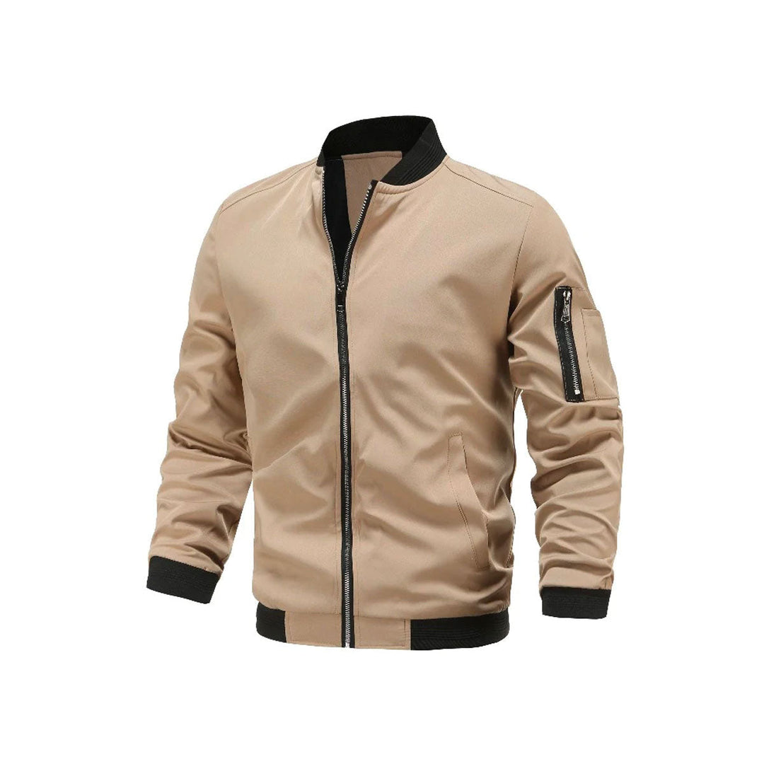 Light & trendy men's bomber jacket with zipper – Jaron-Khaki-M-Nora Luxe