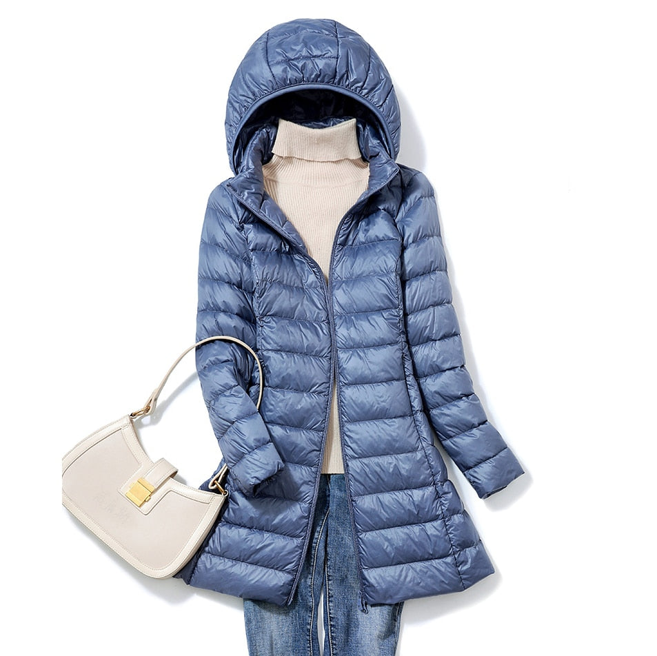 Lightweight Casual Women's Winter Jacket - Nova-Blue-M-Nora Luxe