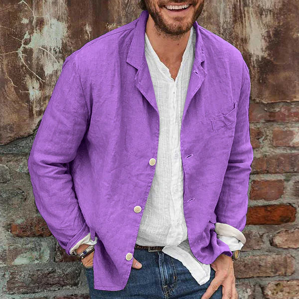 Lightweight cotton-linen men's jacket – Lennart-Purple-S-Nora Luxe