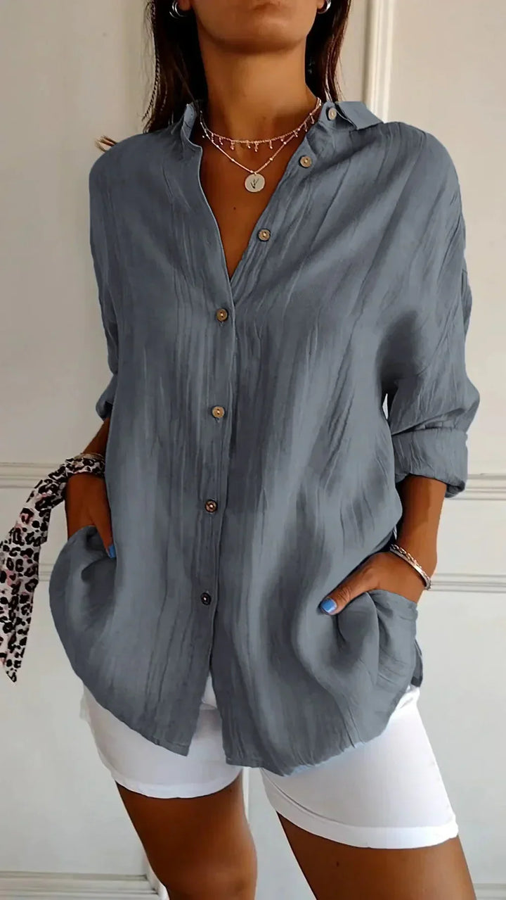 Lightweight Ladies Blouse - Elodie-Grey-S-The Livary