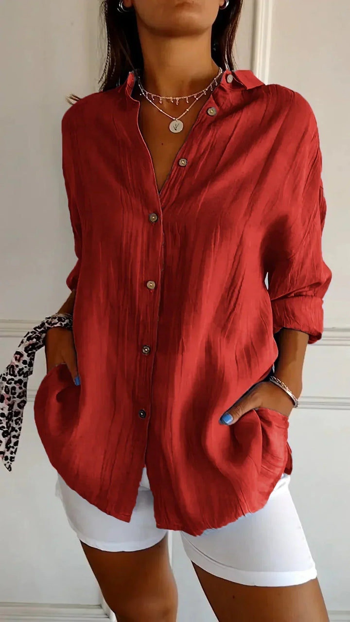 Lightweight Ladies Blouse - Elodie-Red-S-The Livary