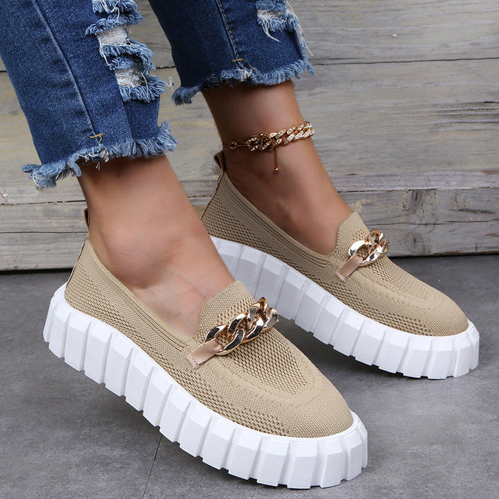 Lightweight Ladies Loafers - Lina-Khaki-5-The Livary