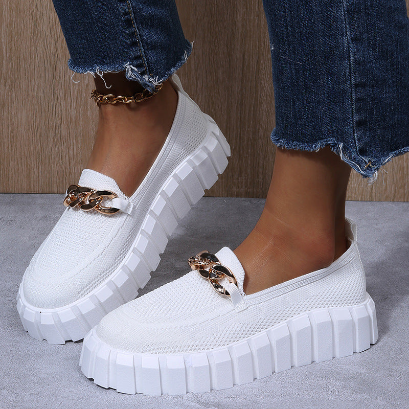 Lightweight Ladies Loafers - Lina-White-5-The Livary