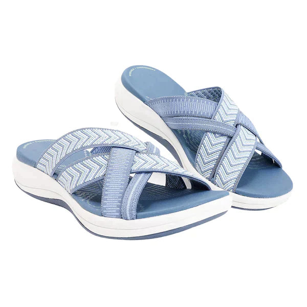 Lightweight Ladies' Slippers with Shock-Absorbing Footbed – Lina-Blue-3-State of Style