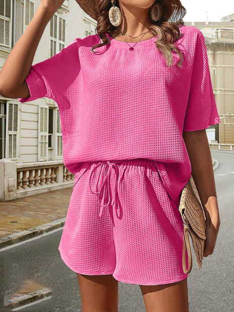 Lightweight Ladies Summer Set with Top and Shorts – Ninae-Pink-S-State of Style