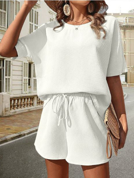 Lightweight Ladies Summer Set with Top and Shorts – Ninae-White-S-State of Style