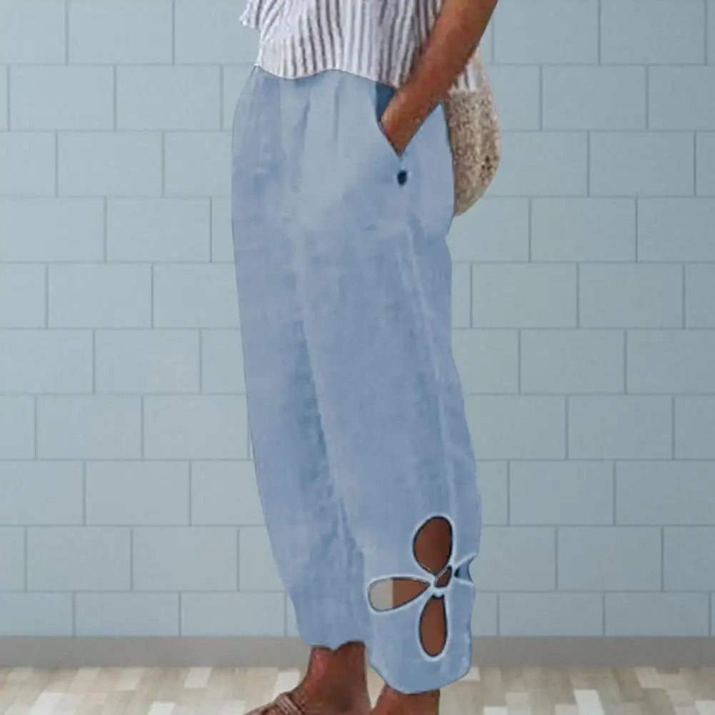 Lightweight Ladies Trousers with Relaxed Fit – Mireen-Blue-S-State of Style