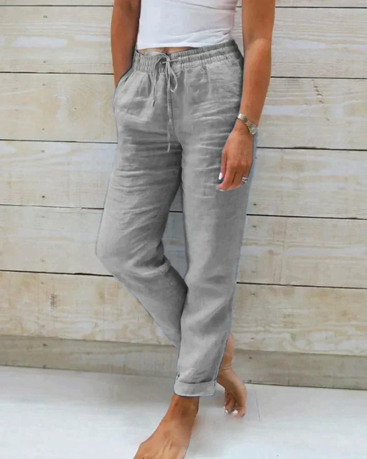 Lightweight linen trousers for women - Hannah-Gray-XS-Nora Luxe
