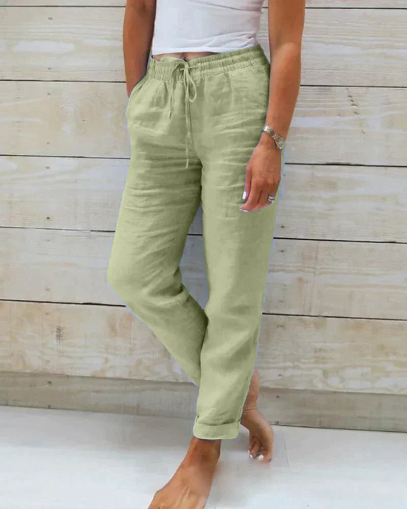 Lightweight linen trousers for women - Hannah-Green-XS-Nora Luxe
