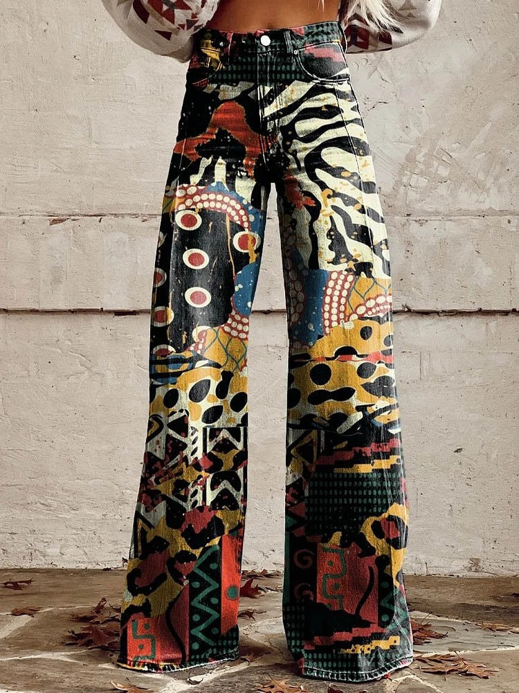 Lightweight Long Ladies Trousers - Lina-Abstract-S-Nora Luxe