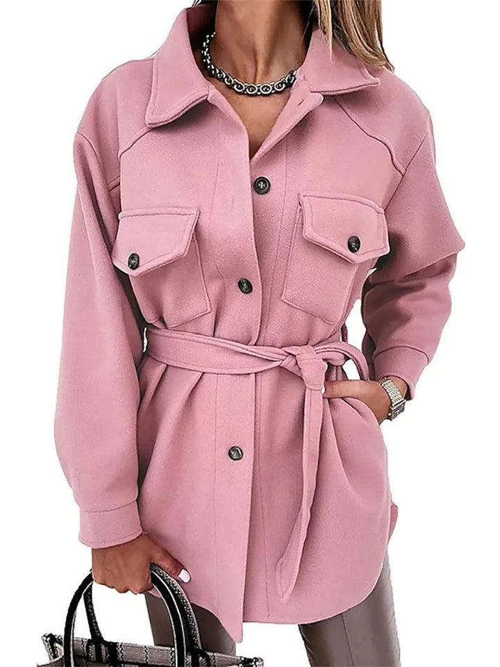 Lightweight Long Wool Summer Coat - Isabella-Pink-XS-Nora Luxe