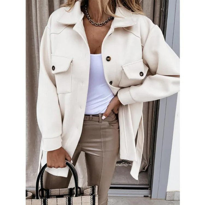 Lightweight Long Wool Summer Coat - Isabella-White-XS-Nora Luxe