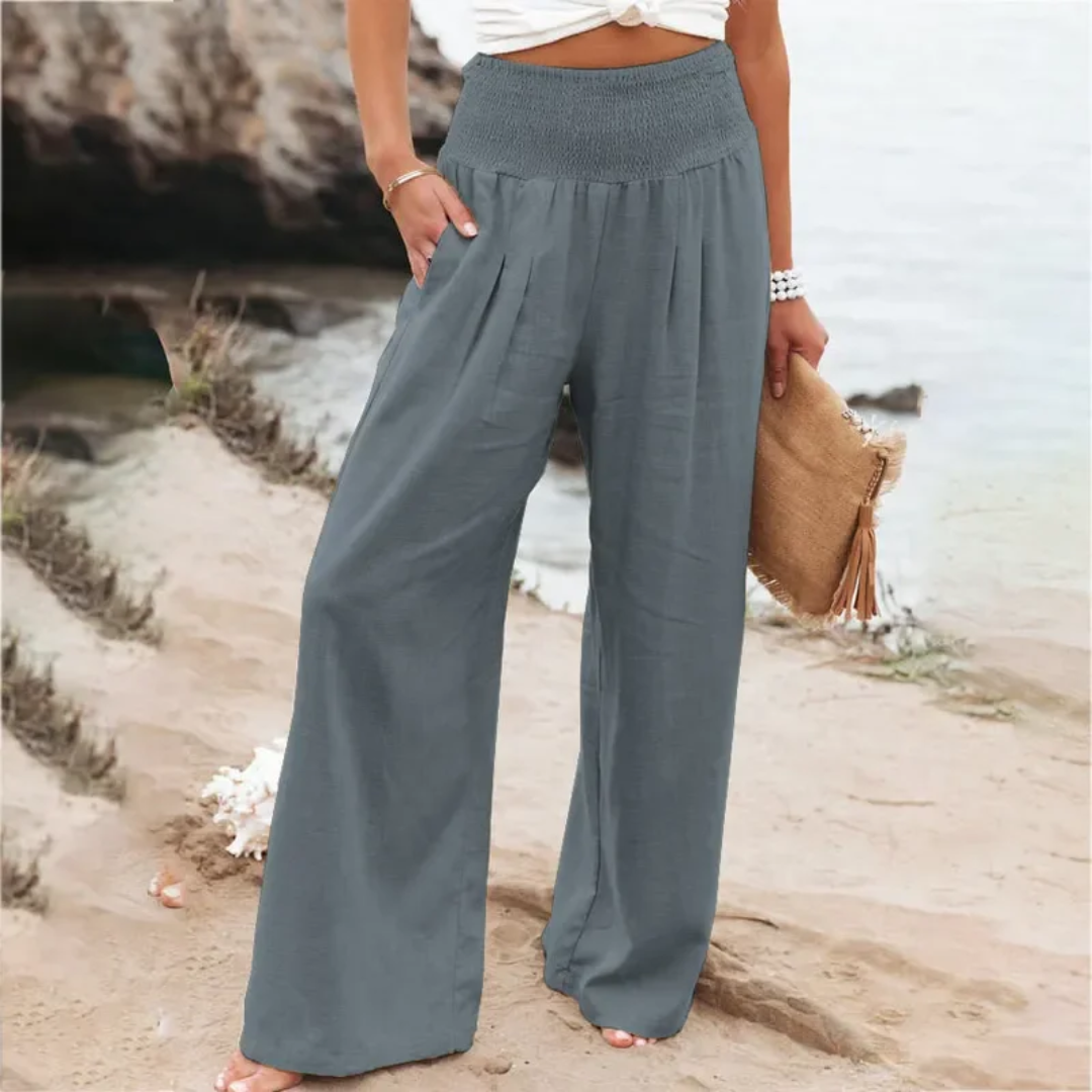 Lightweight Summer Trousers - Solana-grey-S-Nora Luxe