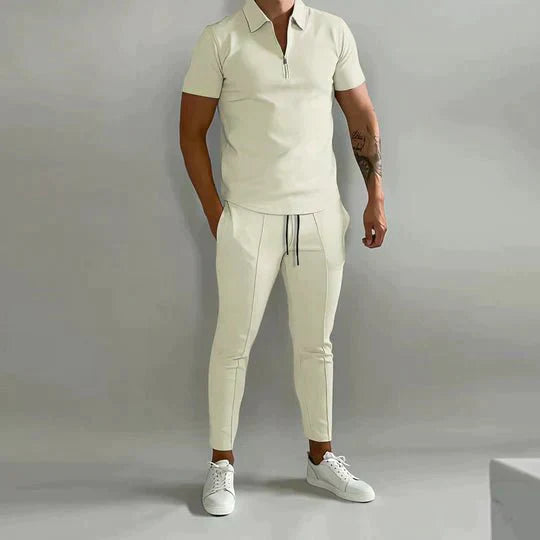 Linen shirt and trousers in men's set – Adrian-Beige-S-Nora Luxe