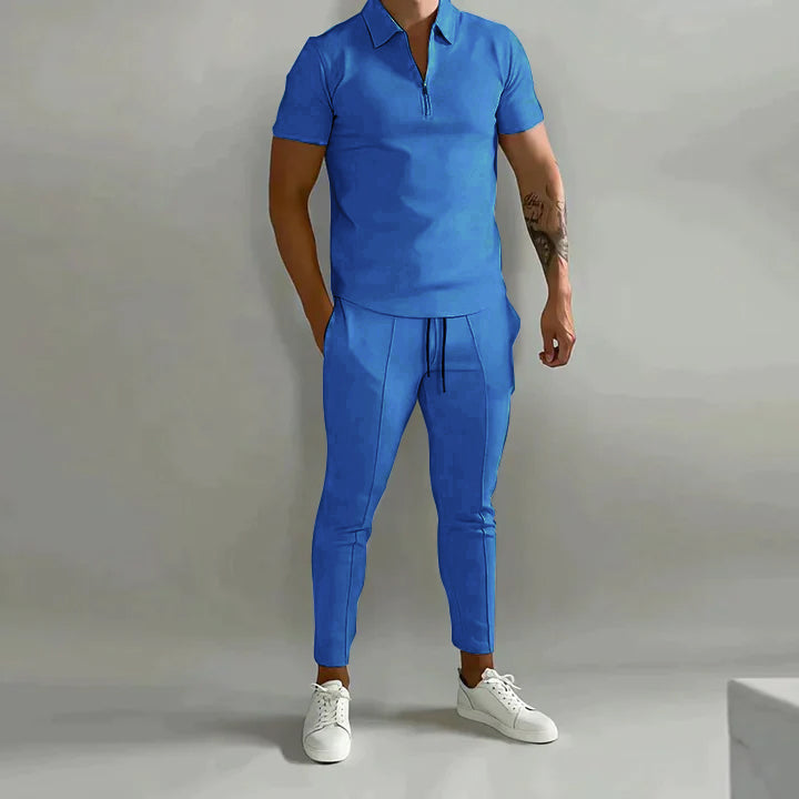 Linen shirt and trousers in men's set – Adrian-Blue-S-Nora Luxe