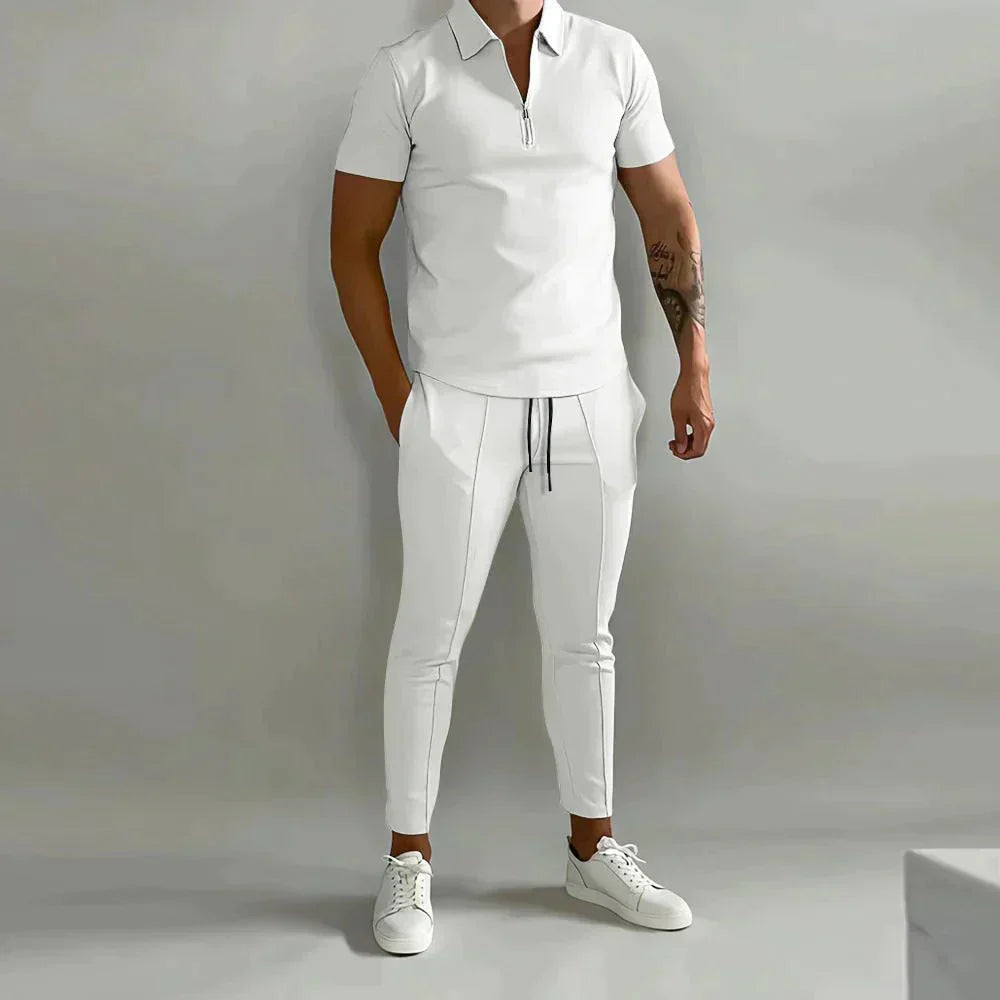 Linen shirt and trousers in men's set – Adrian-White-S-Nora Luxe