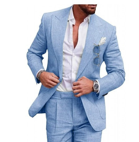 Linen Suit for Men - Felix-Blue-M-Nora Luxe