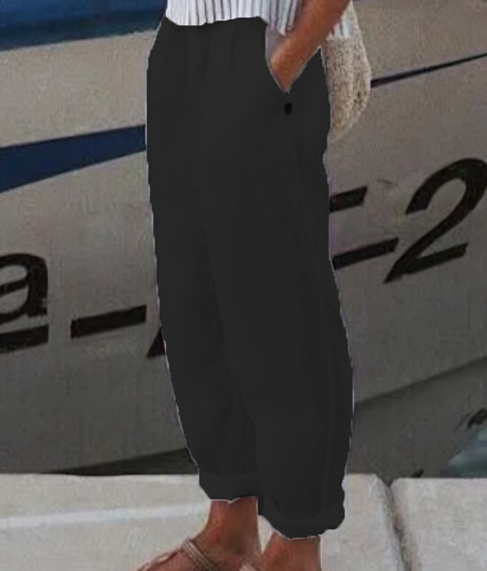 Linen Trousers for Women - Livia-Black-S-Nora Luxe