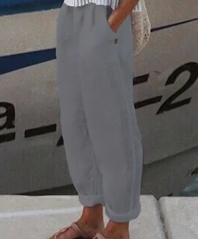 Linen Trousers for Women - Livia-Gray-S-Nora Luxe