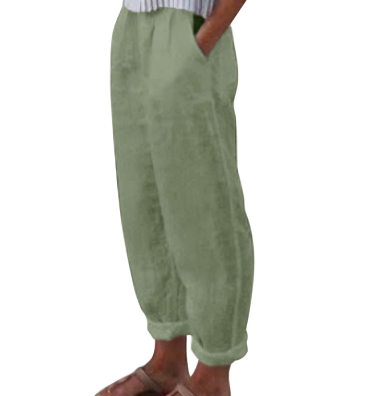 Linen Trousers for Women - Livia-Green-S-Nora Luxe