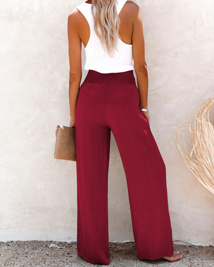 Linen Women's Trousers with High Waist – Sylvie-White-S-State of Style