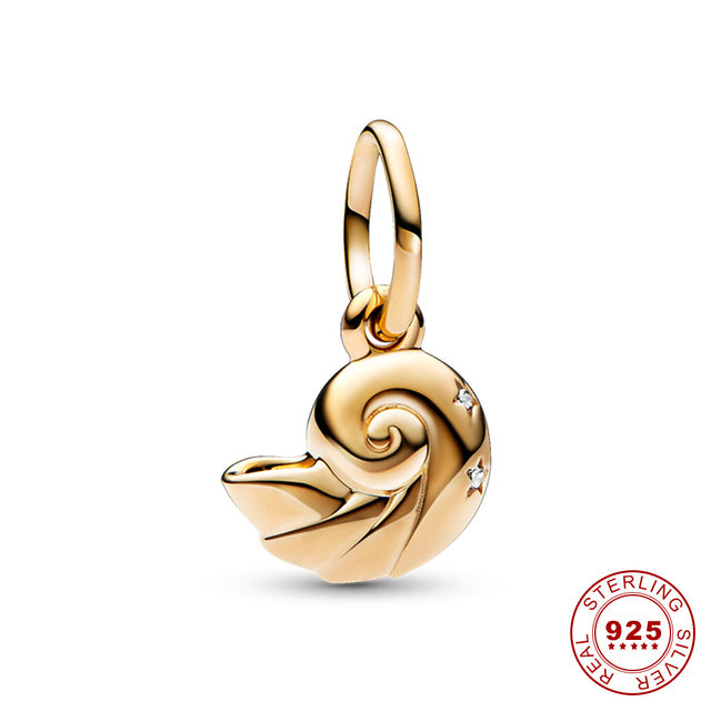 Little Mermaid Charm Set | Elegant Ocean-Themed Jewellery Set-Golden Shell-2-Nora Luxe